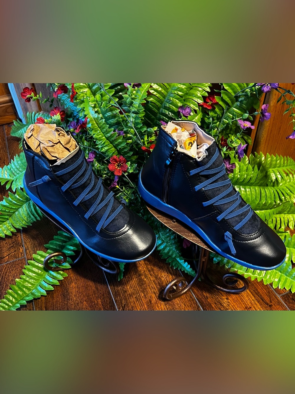 NWT BLUE SIZE 7 LACE-UP CASUAL ANKLE BOOTS
